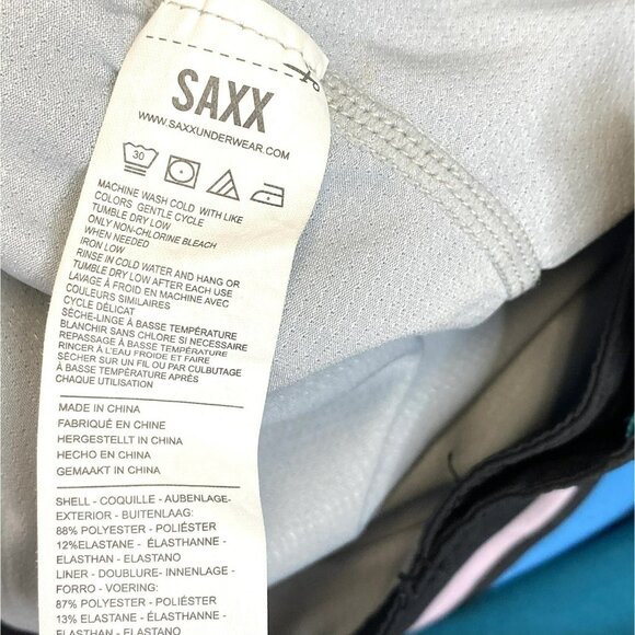 Saxx Swim Trunks Boardshorts Mens 36 Striped Hybrid Betawave 2N1 Ballpark Pouch - Picture 5 of 5